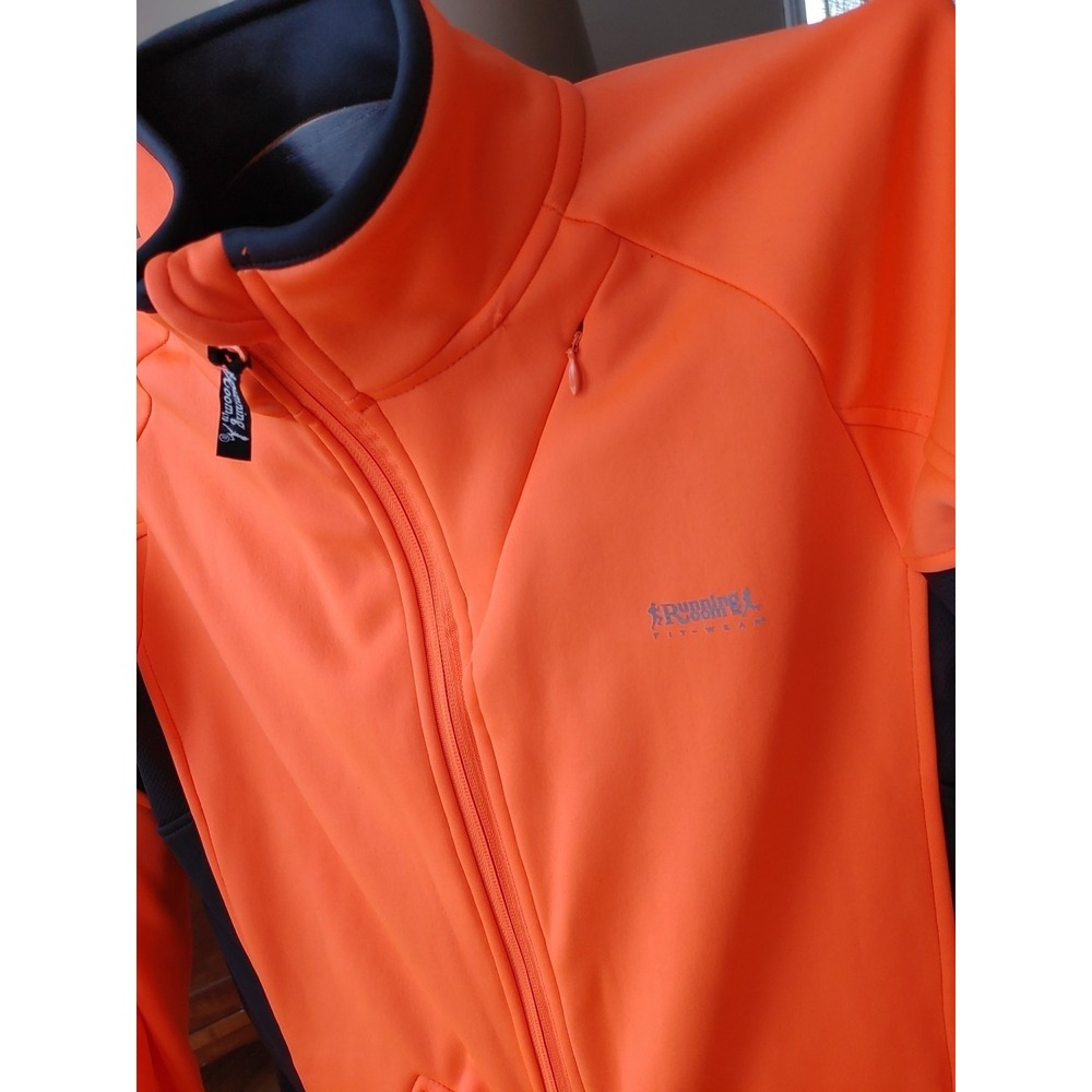 Running Room Fit Wear Men's Windbreaker Fleece Sz S Neon Orange - Picture 3 of 13